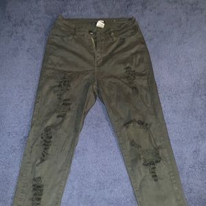 Dark Green ripped Jeans